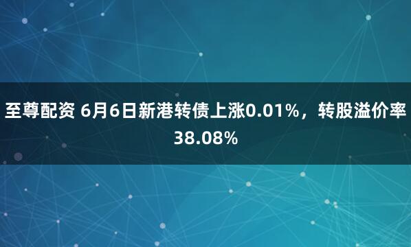 至尊配资 6月6日新港转债上涨0.01%，转股溢价率38.08%